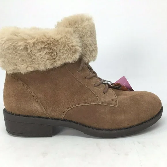 Skechers NIB Elm Cold Day Boots Booties Women's Size 8.5 Brown Faux Fur Lace Up - Picture 3 of 9